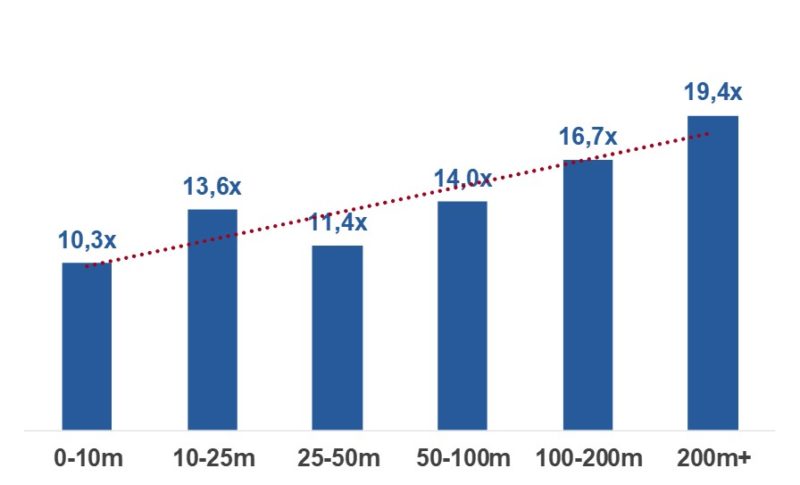 software valuation per size of the software company